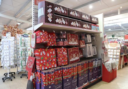 Christmas gift bags and wrapping paper at Longacres Bagshot