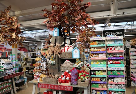 Christmas themed Jellycat gift display in the giftware department at Longacres Bagshot