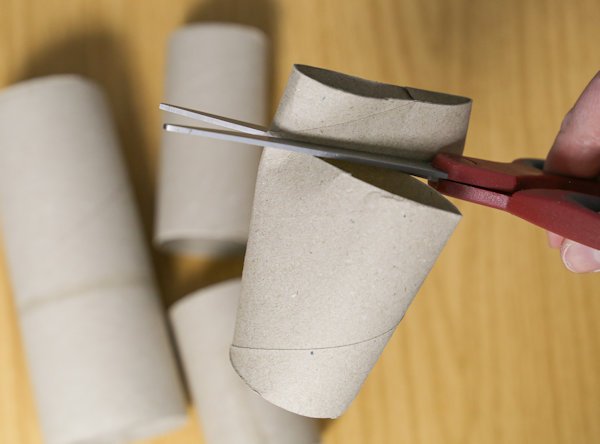 cutting a strip from a toilet roll inner tube