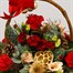 Christmas Red and Gold Festive Floral Festive Basket ArrangementAlternative Image1