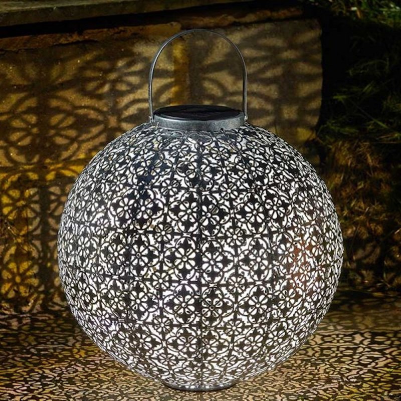 solar damasque silver lantern