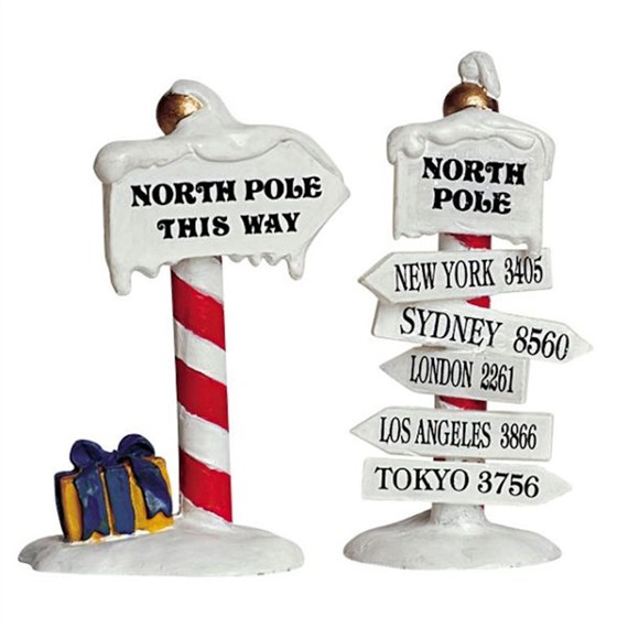 Lemax Christmas Village - North Pole Signs Accessories - Set of 2 (64455)