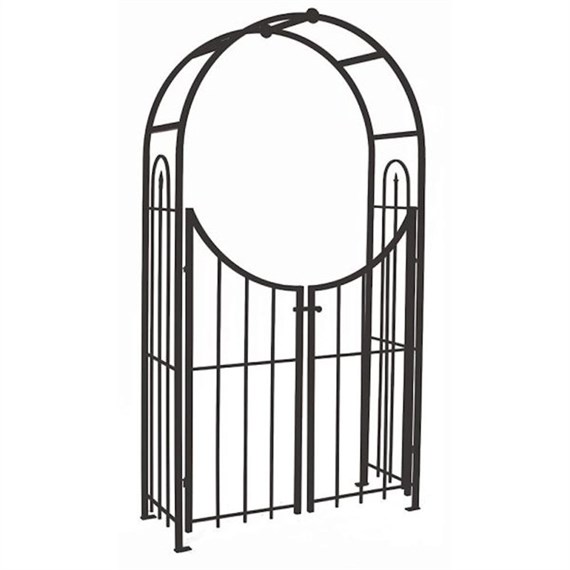 Panacea Arched Top Garden Arch with Gate - Black (84342)