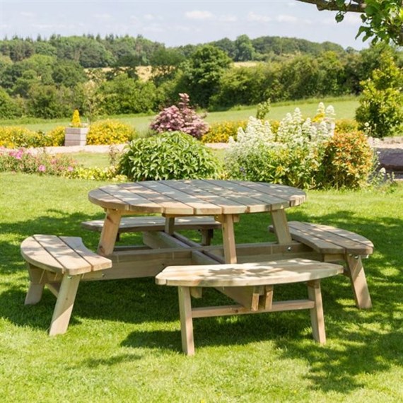 Zest 4 Leisure Rose Round Picnic Table