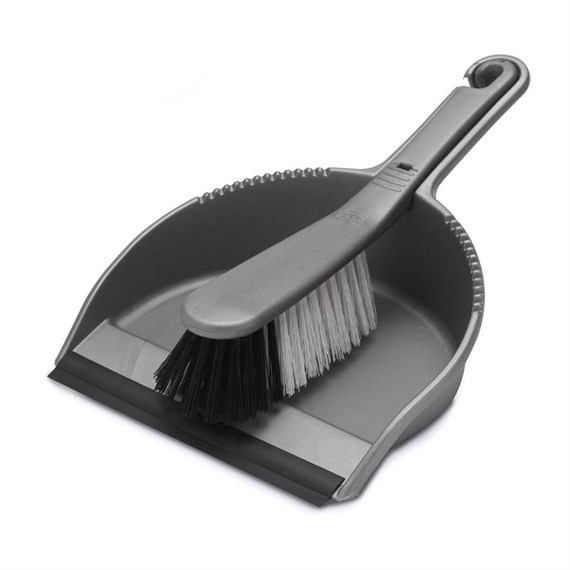 Addis Dustpan & Stiff Brush Metallic