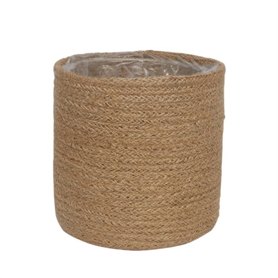 APAC 18cm Natural Jute Braided Rope Round Basket with Liner (BK1229)