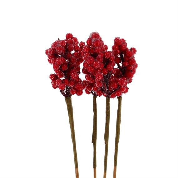 Artificial Frosted Ilex Berries (x5 Individual Stems)