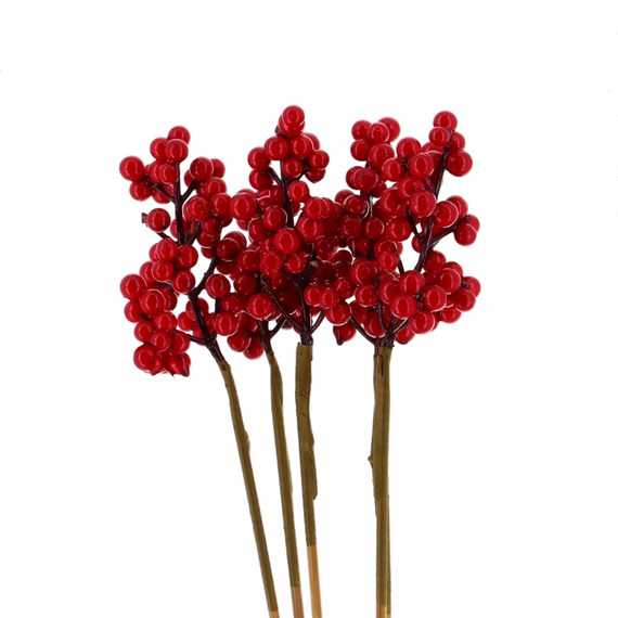 Artificial Ilex Berries (x5 Individual Stems)