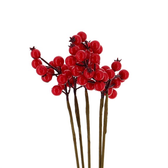 Artificial Rosehip Berries (x5 Individual Stems)