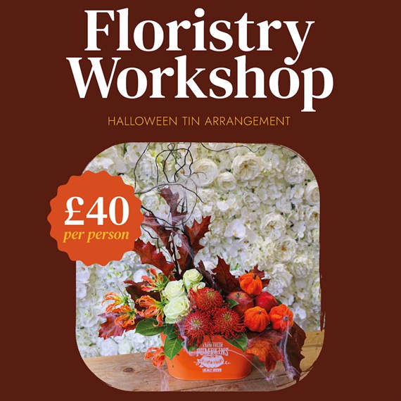 Bagshot Make and Take Halloween Tin Floral Arrangement Workshop - Saturday 26th October 2024