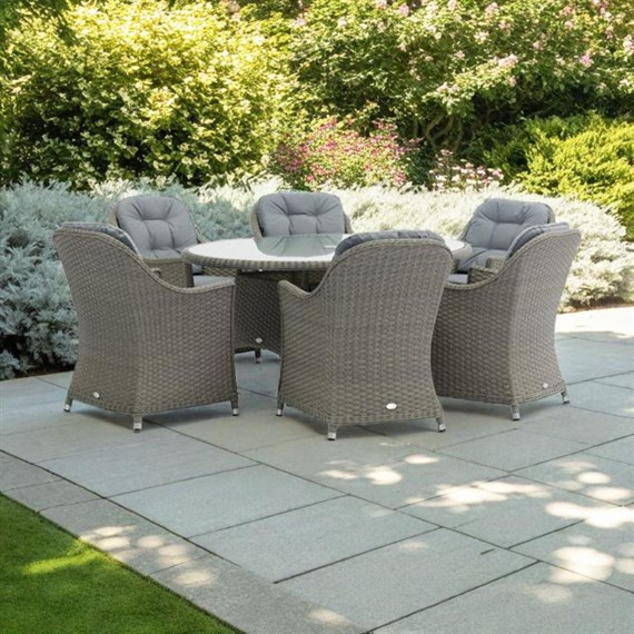 Bramblecrest Hampshire Shadow 6 Seat Elliptical Outdoor Garden Furniture Dining Set with Parasol