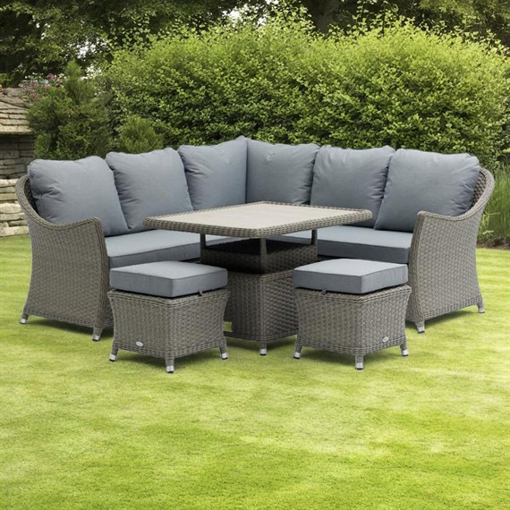 Bramblecrest Hampshire Shadow Mini Square Corner Outdoor Garden Furniture Set with Adjustable Table