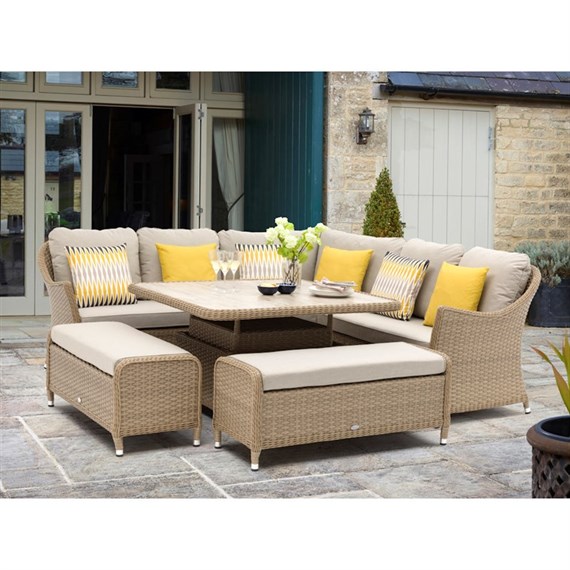 Bramblecrest Hampshire Walnut Square Modular Outdoor Garden Furniture Set with Benches