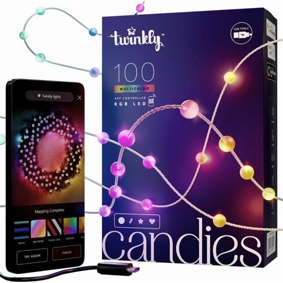 Candies 100 Pearl-Shaped App Controlled RGB LED Smart Christmas String Lights from Twinkly