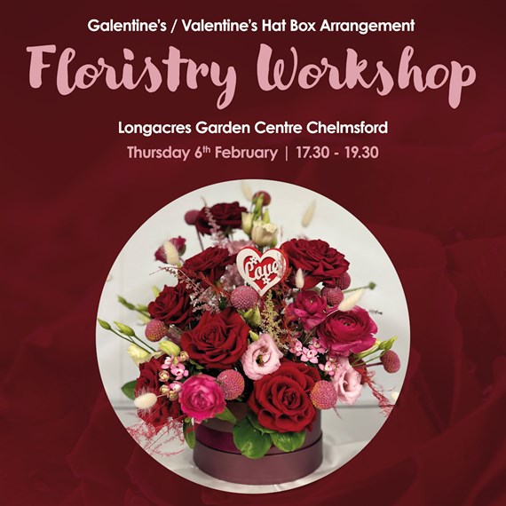 Chelmsford Valentine's Day Hat Box Arrangement Floristry Workshop - Thursday 6th February 2025