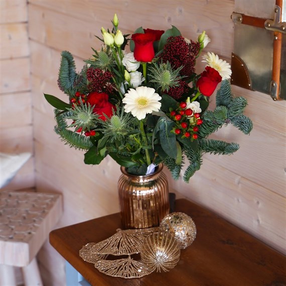 Christmas Candy Cane Hand Tied Floral Bouquet