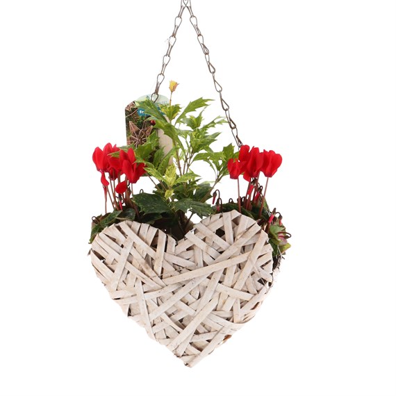 Christmas Festive Hanging Wicker Heart Bedding Basket