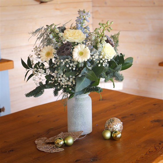 Christmas Frosty Mornings Hand Tied Floral Bouquet