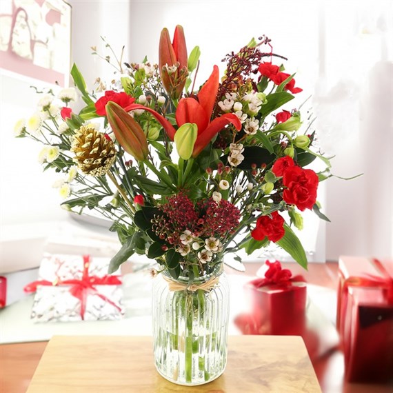 Christmas Red Lily Festive Letterbox Flowers