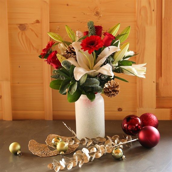 Christmas Rose and Lily Hand Tied Floral Bouquet