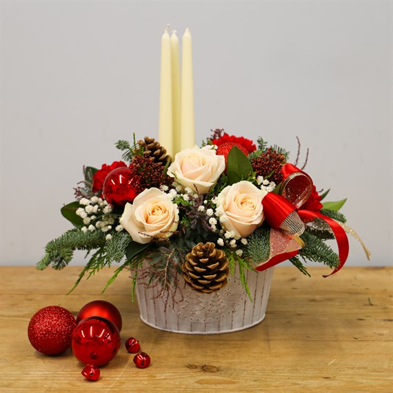 Christmas Starlight Floral Festive Table Arrangement