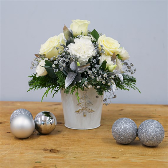 Christmas Tin Posy Floral Festive Arrangement