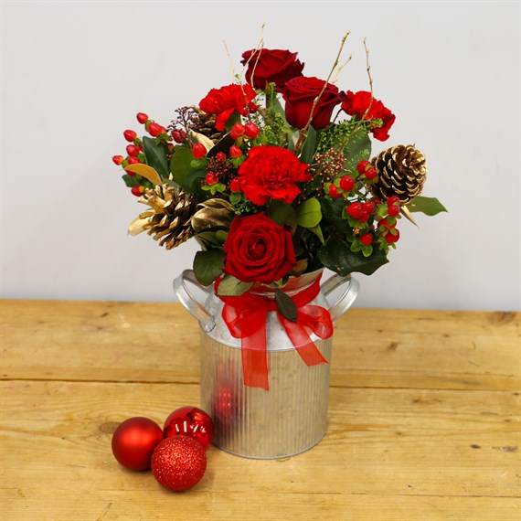 Christmas Urn Floral Hand Tied Festive Bouquet