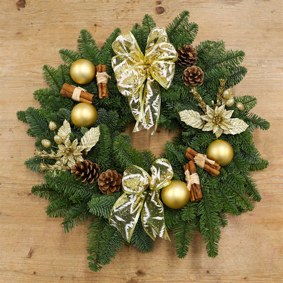 Christmas Wreath - Gold Door Wreath - 12 inches