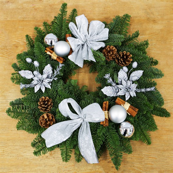 Christmas Wreath - Silver Door Wreath - 12 inches