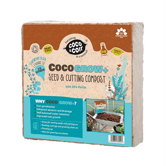 Coco & Coir CocoGrow+ Seed and Cutting Compost Brick with Perlite 15L (CNCGMGRP1-10)