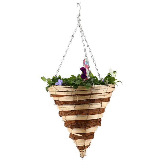 Cool Wave Pansy Mixed Wicker Hanging Cone 12 Inches