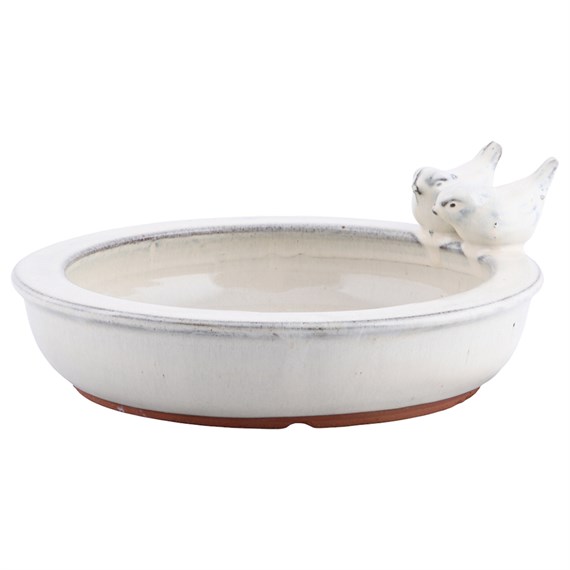 Fallen Fruits 29cm Ceramic Round Cream Bird Bath (FB421)