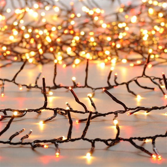 Festive 1000 Multifunction Cluster Christmas Lights - Red & Warm White (P044636)