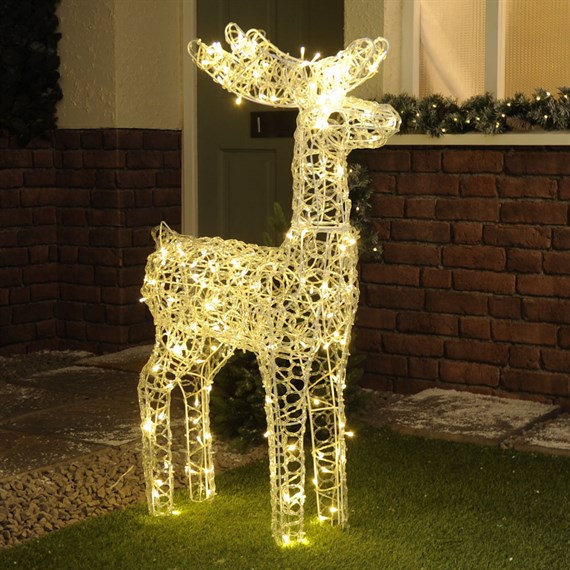 Festive 115cm Lit Warm White Soft Acrylic Light Up Christmas Reindeer (P042006)