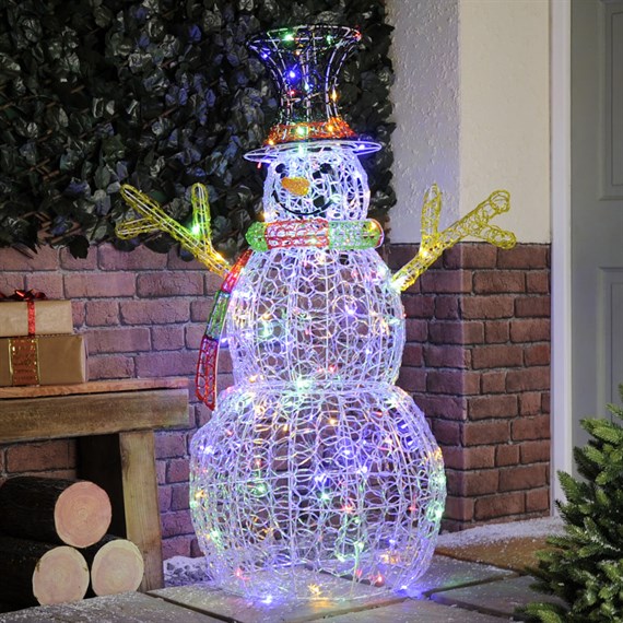 Festive 130cm Light Up Christmas Soft Acrylic Snowman Decoration (P040336)