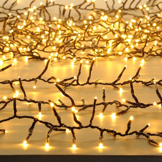 Festive 2000 Multifunction Cluster Christmas String Lights - Antique Gold LEDs (P044640)