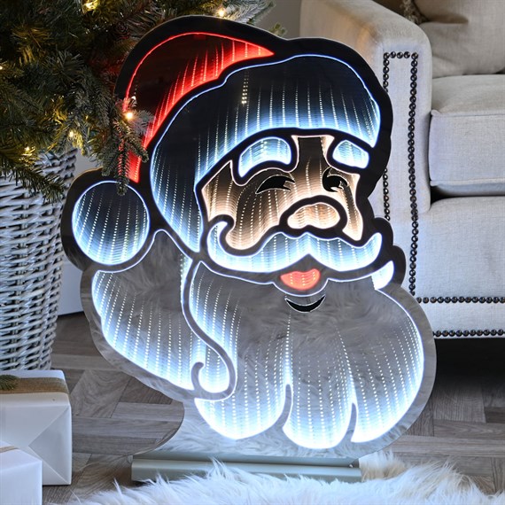 Festive 60cm Infinity Light Up Christmas Santa Face Decoration (P050886)