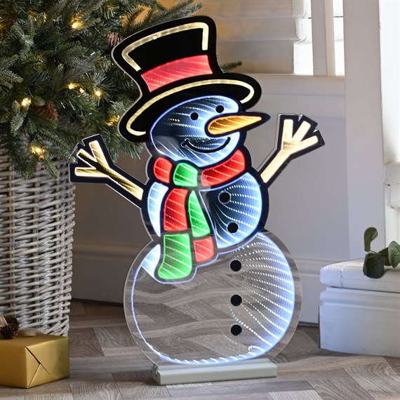 Festive 60cm Infinity Standing Light Up Christmas Snowman Decoration (P050356)