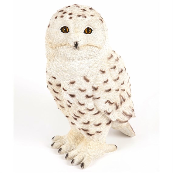 Garden Creations 23cm Standing Snowy Owl Resin Garden Ornament (VM2864500)