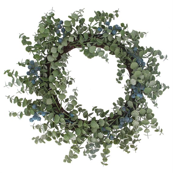 Gisela Graham Christmas Eucalyptus & Blueberry Artificial Christmas Wreath (41102)