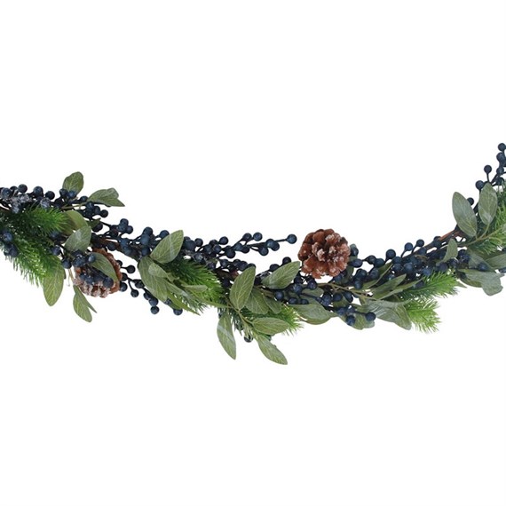 Gisela Graham Christmas Green Fir And Blueberry Artificial Christmas Garland (41116)