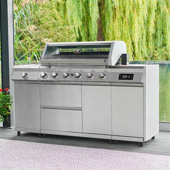 Grillstream Island 6 Burner Barbecue Hybrid Charcoal & Gas BBQ - Stainless Steel (GGI66SS)