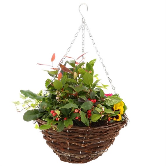 Hanging Seasonal Bedding Wicker Basket 12 Inches - Winter 