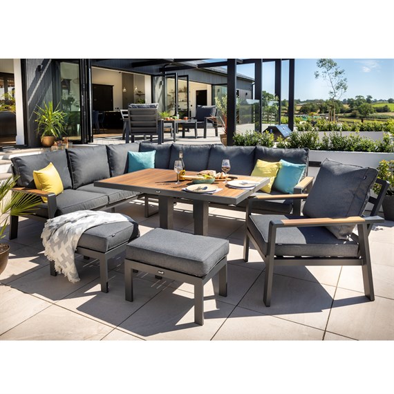 Hartman Asher L-Shape Rectangular Corner Outdoor Garden Furniture with Adjustable Table