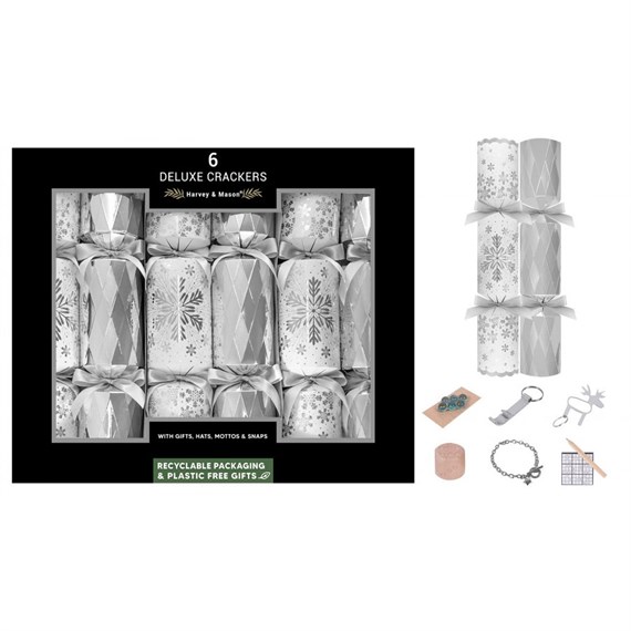 Harvey & Mason Deluxe Snowflake Christmas Crackers - Pack of 6 (XM6787)