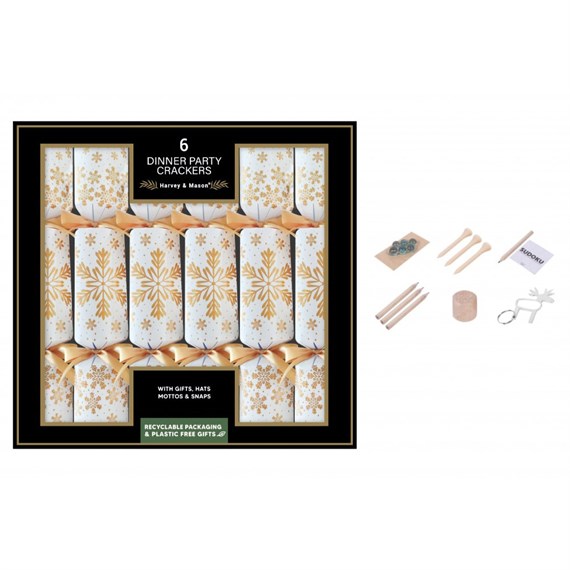 Harvey & Mason Holographic Gold Christmas Crackers - Pack of 6 (XM6923)