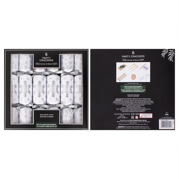 Harvey & Mason Holographic Silver Christmas Crackers - Pack of 6 (XM6921)