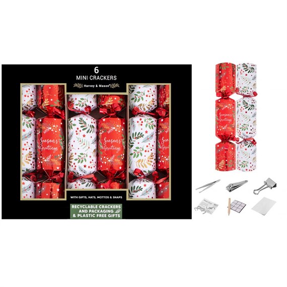 Harvey & Mason Mini Floral Wreath Christmas Crackers - Pack of 6 (XM6788)