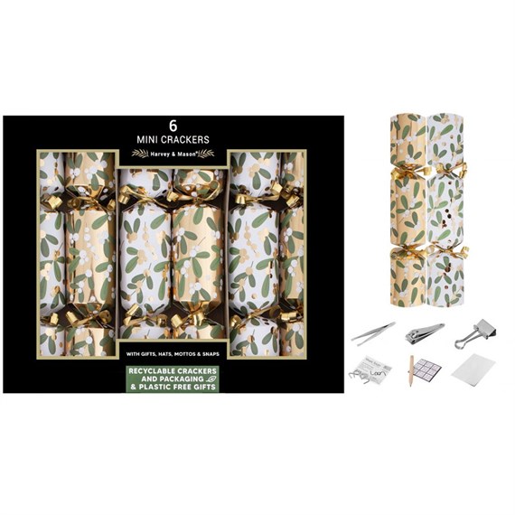 Harvey & Mason Mini Mistletoe Christmas Crackers - Pack of 6 (XM6790)