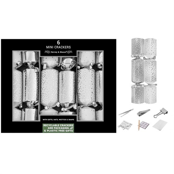 Harvey & Mason Mini Silver Scatter Christmas Crackers - Pack of 6 (XM6789)